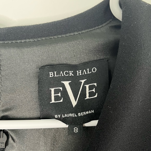 Black Halo Eve Jovine Gown Black Maxi High Low Hem Size 8 - Picture 5 of 16